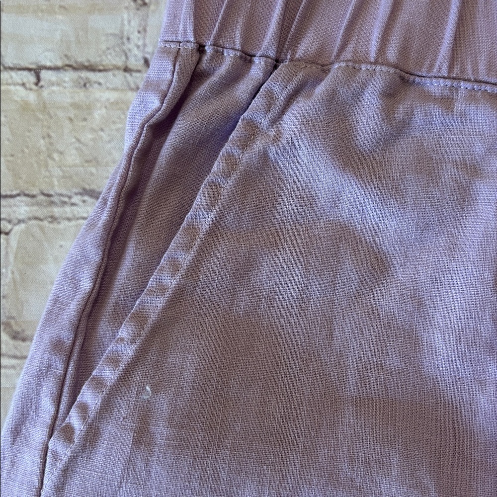 MELISSA NEPTON High Waist Pull-on Linen Shorts in Lilac Size Medium Quiet Luxury - Picture 6 of 6